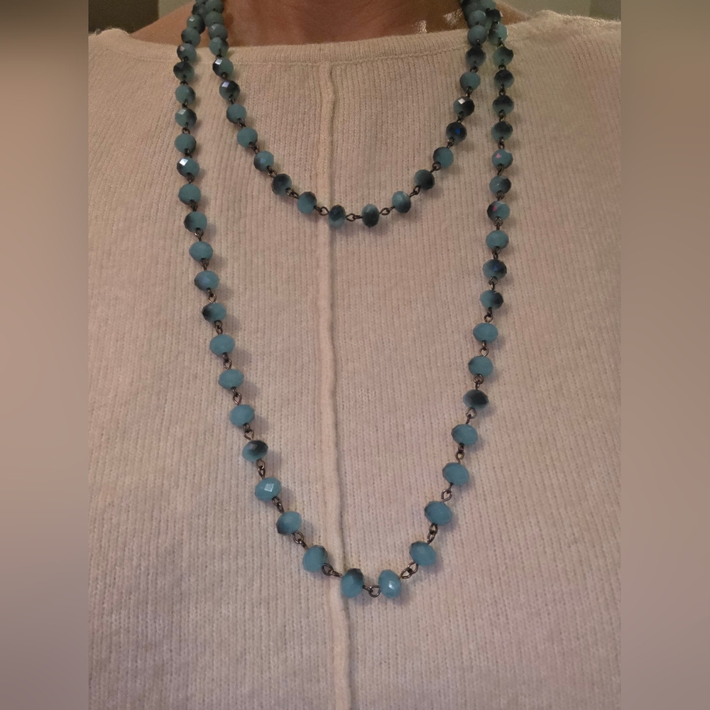 Boho Long Layering Strand, Gunmetal Statement Necklace
